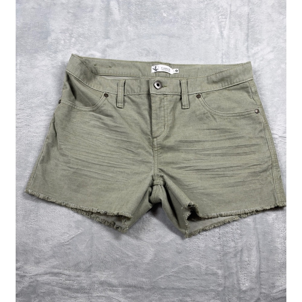 Carve Designs Oahu Shorts Women 6 Olive Corduroy Raw Hem Organic Cotton